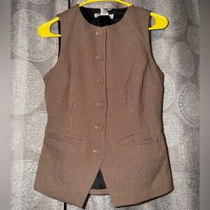 Rachel Zoe Brown Houndstooth Sleeveless Tailored Vest